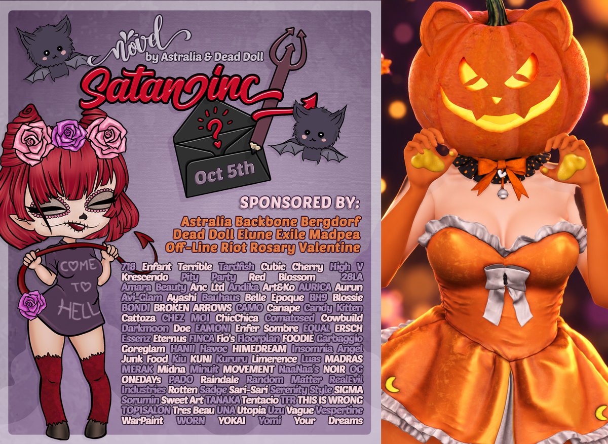 ChibiYubbi's tweet photo. ❤❤❤ }Novel Events{ by Astralia &amp; Dead Doll presents ❤❤❤
🎃 **SATAN INC. 2026 // Sixth Edition!** 🎃

Get ready for Trick or Treat! 👻
Spend 800L to unlock your first Mystery Box or 1500L to receive both! 🎁
✨ 100+ prizes await!

More info: https://t.co/YA4JAZNUx8 https://t.co/hmmnRtcj0s