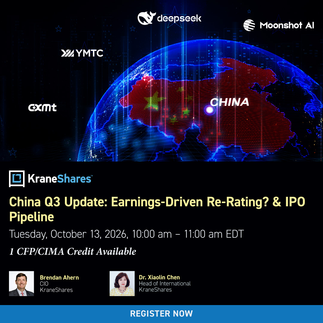 KraneShares's tweet photo. China's stock market has seen a deep divergence in 2026.

Mainland hardware technology stocks have delivered solid performance, while internet and consumer platforms have sold off despite their strong relevance to the AI story.

Meanwhile, China's IPO pipeline is filling up fast. After CXMT and @UnitreeRobotics made their debuts, Yangtze Memory (YMTC), @deepseek_ai, @Kimi_Moonshot, and others are still to come.

Could a peaking capex cycle drive a profitability rebound for internet giants like $BABA, and could that spark a re-rating?

Join KraneShares CIO @ahern_brendan and Head of International @Dr_XiaolinChen for a Q3 update on China's market, the upcoming IPO pipeline, and how $KWEB and $KSTR seek to capture both sides of the opportunity.

Register: https://t.co/vlqChco2FH