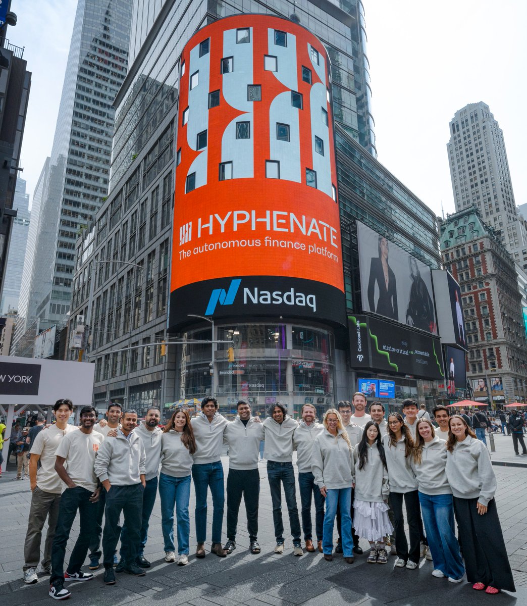 HyphenateAI's tweet photo. New look. Big moment. Same team spirit.

Last week, we launched Maximor's rebrand to Hyphenate and celebrated together in front of the Nasdaq billboard.

Here's to the next chapter. https://t.co/vvUrUdWrLu