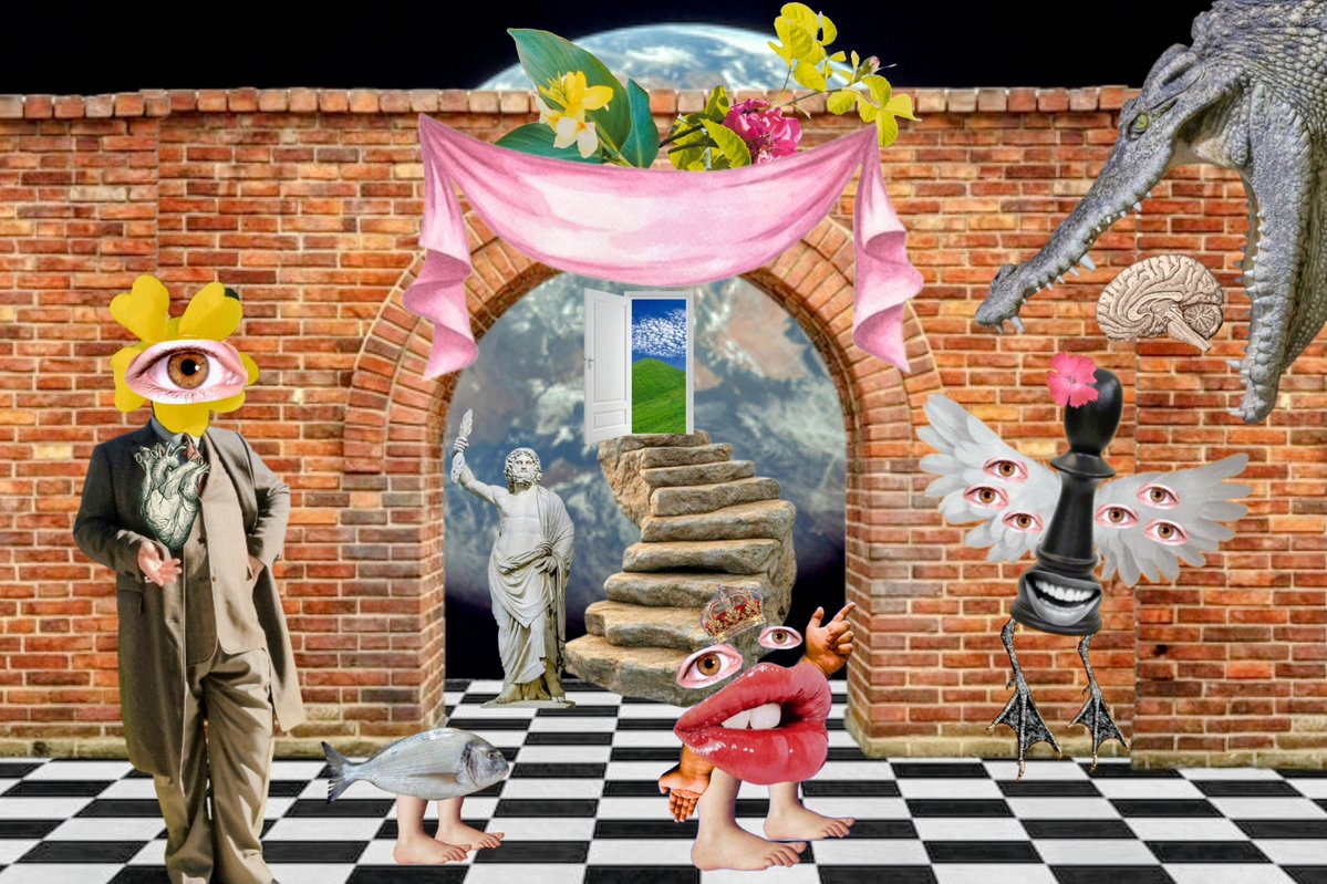Boringphotosnot's tweet photo. Surreal Collage: Gated Identity 
#digitalart
#collage
#surrealism
#absurdism
#weirdcore
#dreamcore
#anatomy
#art
#feverdream
#subconscious 
#life https://t.co/YwO7t5goVS