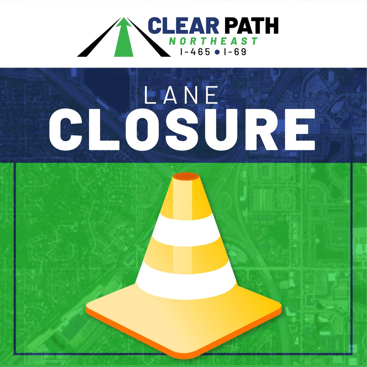 ClearPath465's tweet photo. Traffic Alert🚨 

Drivers should expect reduced lanes tonight (10/5) on eastbound I-465 and southbound I-69: 
⚠️ Eastbound I-465: Reduced to two lanes near the White River (9 p.m. to 6 a.m.)
⚠️ Southbound I-69: Three lanes closed from 96th Street to I-465 (11 p.m. to 6 a.m.) https://t.co/9JZAtQlgvi