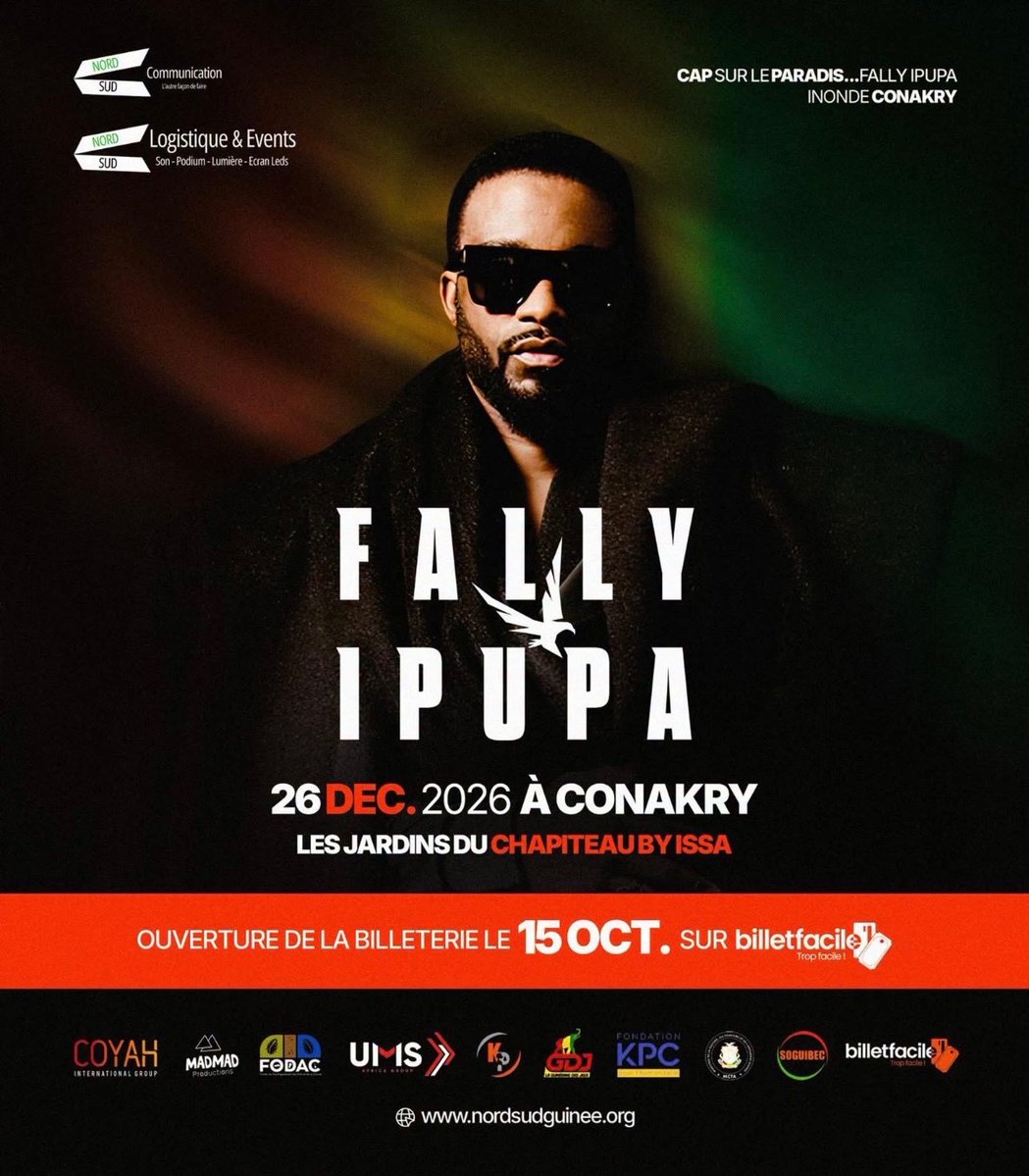 fallyipupa01's tweet photo. 👑🦅 Conakry 🇬🇳 
26 Décembre 2026 🎶 https://t.co/9gglk7SZhC