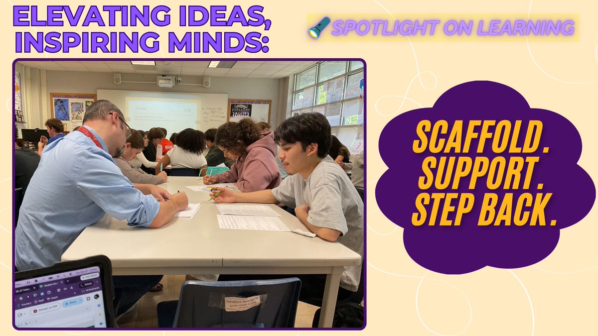 RichardsonHS1's tweet photo. 📚 “What is tripping you up? How can I help?”
As students collaborated on annotations, Mr. Hill provided targeted 1:1 scaffolding helping students start &amp; encouraging them to keep thinking and processing with their peers.💜💛
#RISDDreamOn #AlwaysAnEagle #RISDInsiders #hillyeah https://t.co/JhgRaanVhD