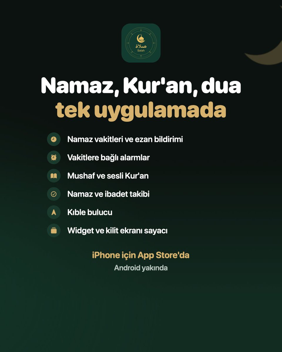 icyTower1905's tweet photo. Bir süredir üzerinde çalıştığım uygulamam Salah, App Store'da yayında.

Namaz vakitleri, ezan bildirimi, vakte bağlı alarmlar, mushaf, kıble ve ibadet takibi tek uygulamada.

iPhone için indirebilirsiniz, Android yakında:
https://t.co/KayfqGkWJ9 https://t.co/4T9XslsQSu