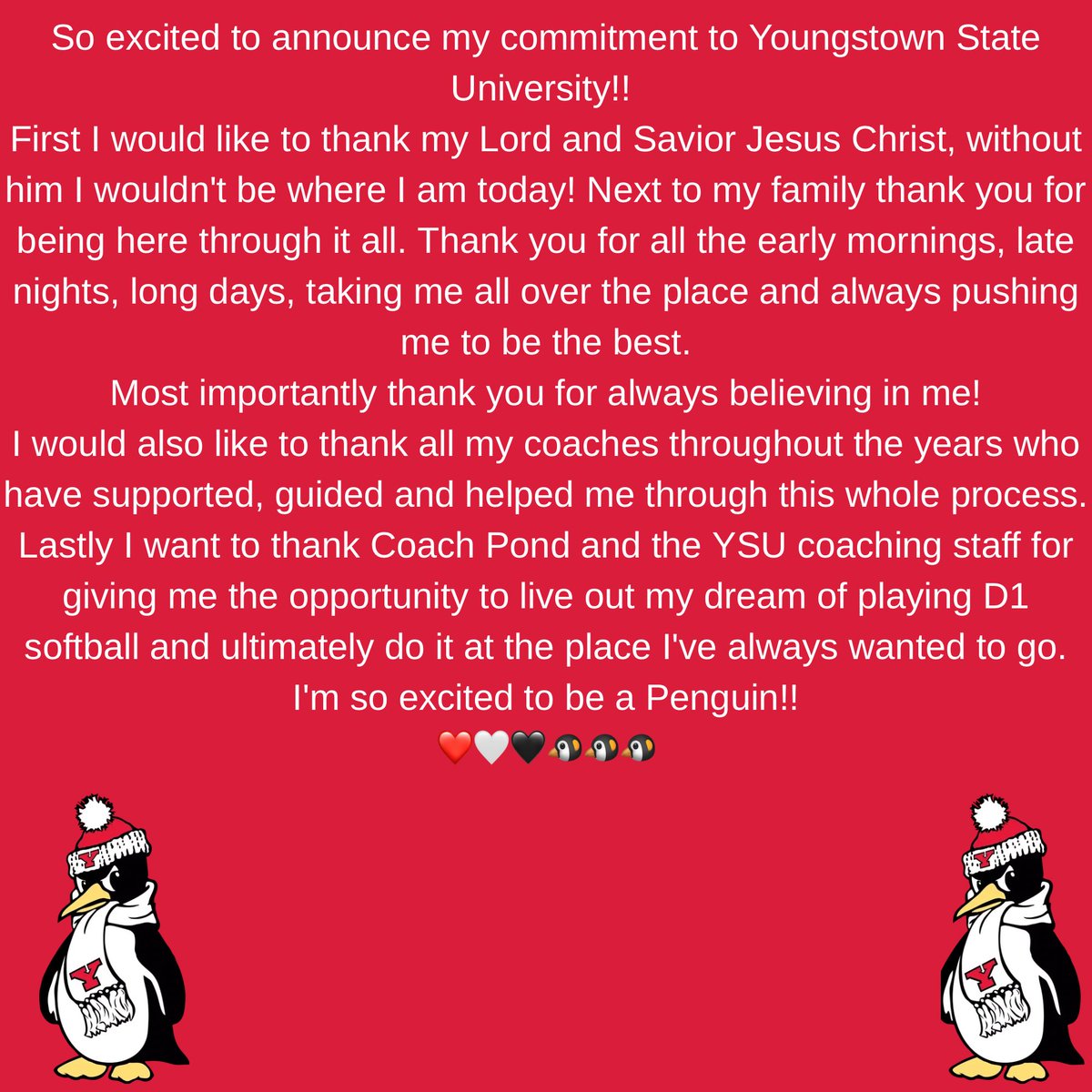 SongerLayla2028's tweet photo. 🚨Excited to announce that I will be continuing my Education and Softball career at Youngstown State University🚨#dreamsdocometrue @EPond_18 @YSUSoftball @TE_Steiner @hayliebrunson22 @tfarm22_ @RInterthal @OilerPride22 @elyssa_imler https://t.co/PTlRv44DXH