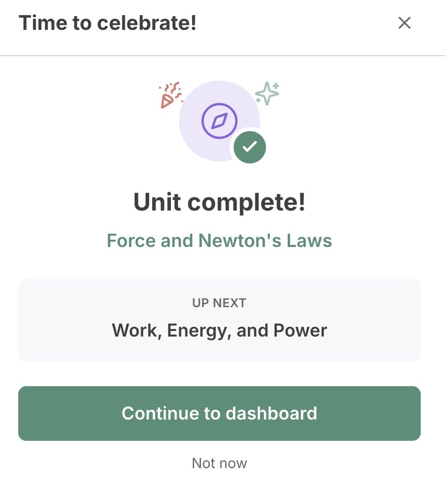 espressocoder's tweet photo. Woohoo, new "Unit complete" dialog @physicsgraph nice to have an acknowledgement of a small achievement along the way. 🥳 https://t.co/MeGL8EBASY