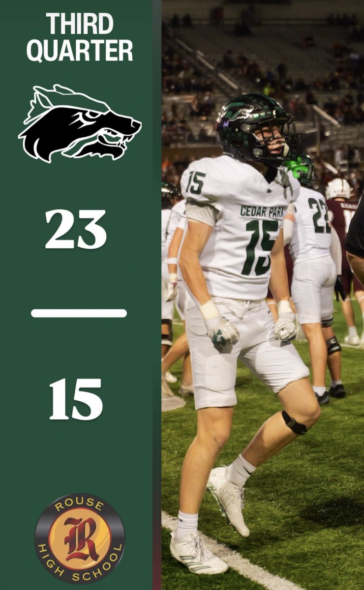 SteveRCannatt43's tweet photo. Big Friday win for Cedar Park — 37–23 over Rouse. Proud of this team and the work behind the scenes. Let’s keep climbing. 💚🖤#OneStandard #Attack #NoQuit #LockIn
@Cedar_ParkFB @CoachQCPProud @AllenMarrow @nadnerbmac https://t.co/9e32rJvglX