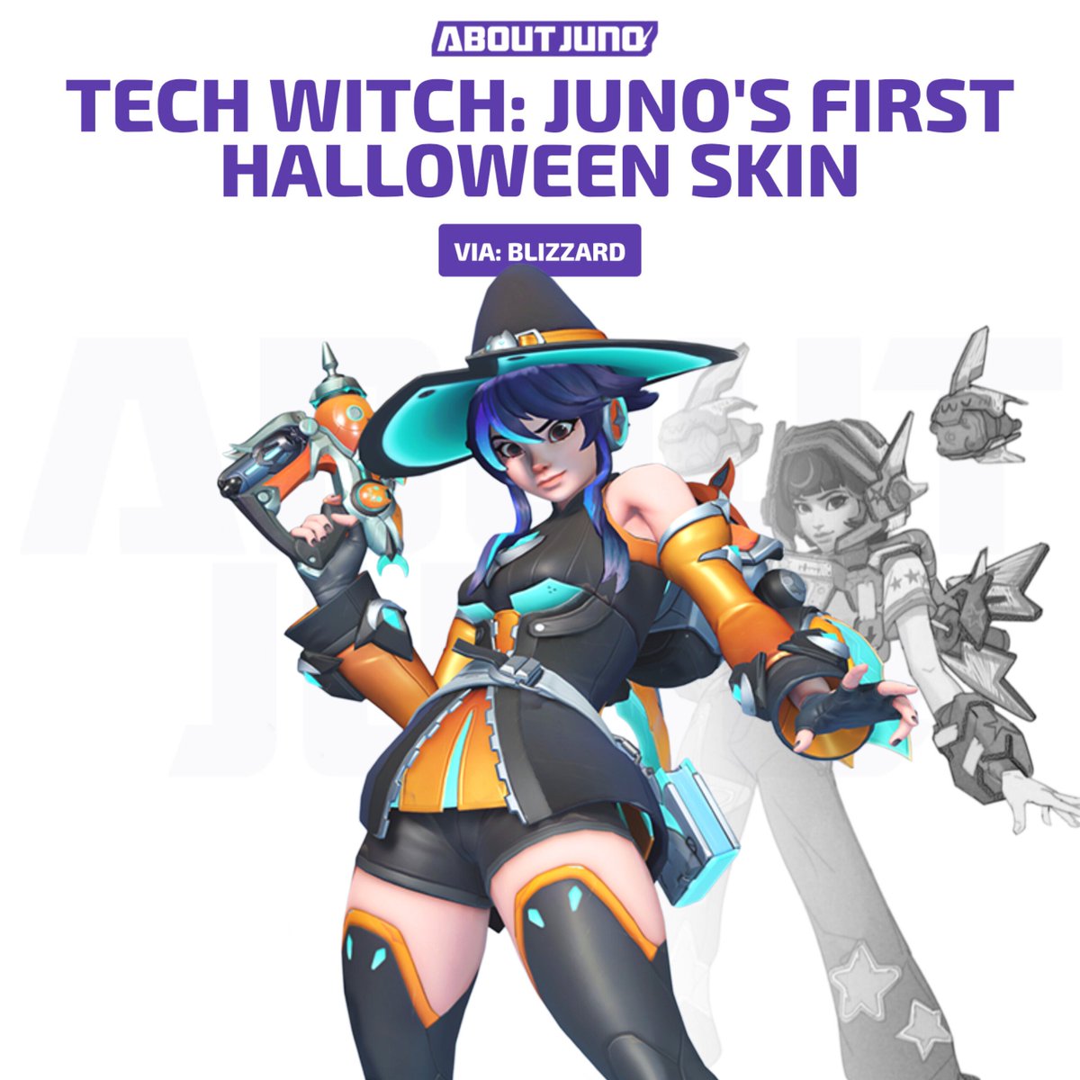 AboutJunoOW's tweet photo. Tech Witch is Juno's First Halloween Themed Skin in #Overwatch 🎃

What is your opinion on this upcoming skin? 💭 https://t.co/64q0H290B3