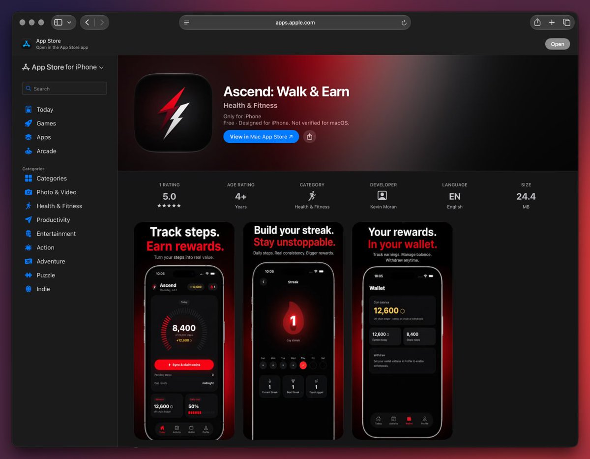 tryascendapp's tweet photo. Ascend: Walk &amp; Earn app is available on App Store worldwide.

https://t.co/IIQlAEPIa7 https://t.co/Ul5XoKEafu