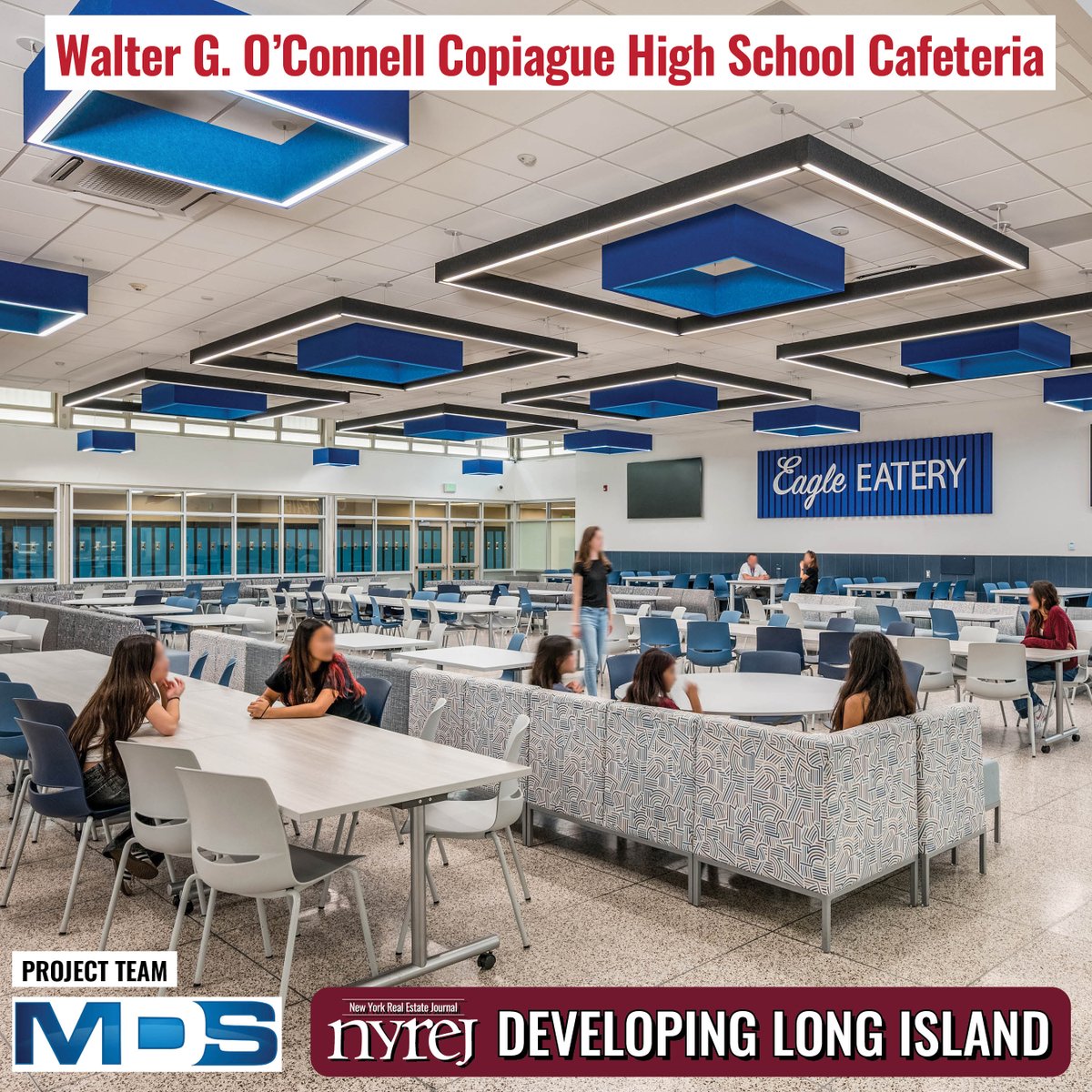 NYREJ's tweet photo. 2026 Developing Long Island: Walter G. O’Connell Copiague High School Cafeteria - Read More here: https://t.co/gLJ7ZpCQDn #NYREJ #commercialrealestate @MDSArchitecture https://t.co/6wEmUHNznP
