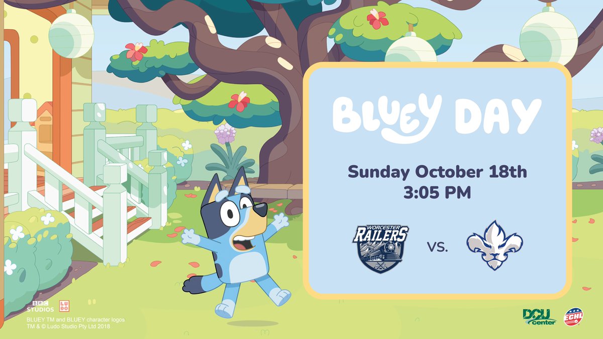 RailersHC's tweet photo. Bluey is coming back to the DCU Center on Sunday October 18th and kids tickets start at just $10! Don't wait to get yours...

🎟️: https://t.co/eSojPt5ogS https://t.co/hHXnPLZdc7
