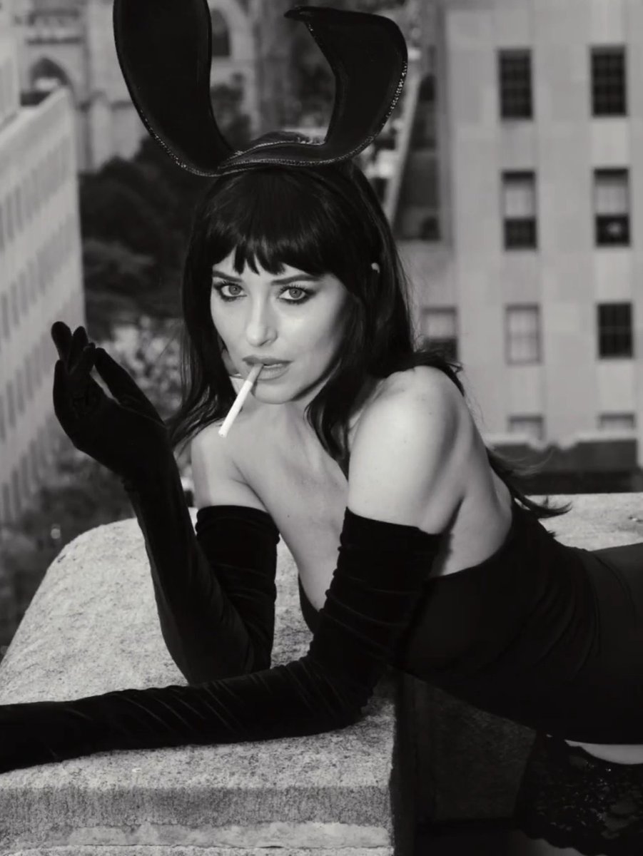 Playboy's tweet photo. We recognize the ears. We're still recovering from the rest. 🐇

Congrats to Dakota Johnson on hosting SNL this weekend. 

Photos via @nbcsnl https://t.co/IXqZdaDPuN