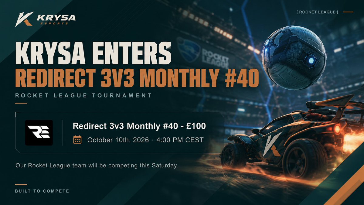 KrysaGG's tweet photo. Next stop: @RedirectGG 3v3 Monthly #40.

Our Rocket League roster will play its first official tournament under Krysa on October 10th.

@nickatri 
@Atahan_fb52
@Danipt830

Time to see what the boys can do. 🔥 https://t.co/GYj3bHIJjt