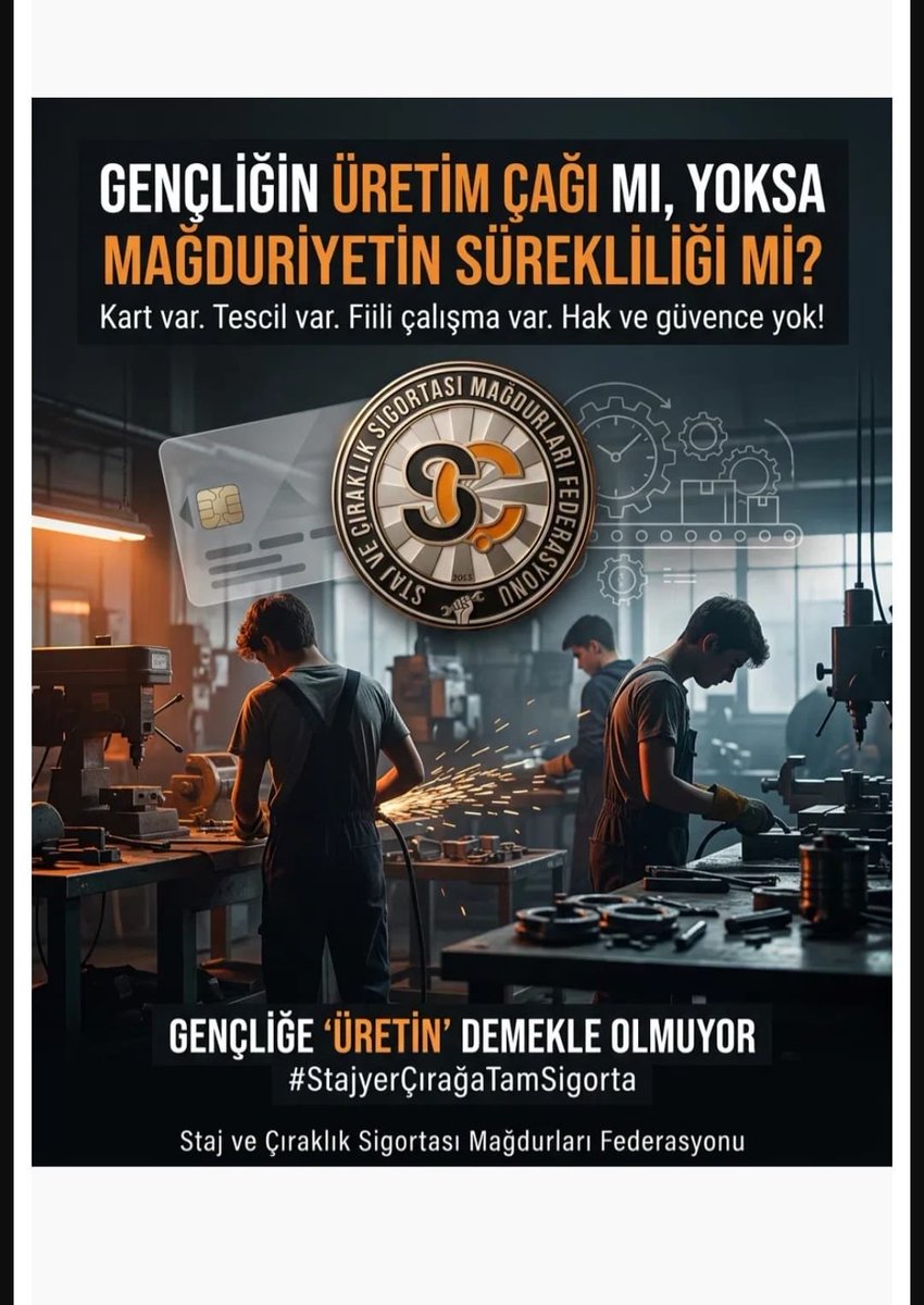 CirakStajFED's tweet photo. Gençliğin Üretim Çağı mı, Yoksa Mağduriyetin Sürekliliği mi?

@RTErdogan
@NumanKurtulmus
@mehmetucum
@oktay_saral
@ejderacikkapi
@MahinurOzdemir
@profdrorhanates 
@MvDrHasanArslan 
@aerdemcantimur
@Korkutata_Zeki 
@isikhanvedat 
@vedatbilgn
@akbasogluemin
@NazimMavis
@leylasahinusta
@resulkurt34
@vedatbilgn
@zorlu77
@abuyukgumus
@memetsimsek
@FeyziBerdibek1
@ozmehmetemin
@ZehraNurAydemr
@RSKatircioglu
@cemil_yaman
@makif_yilmaz
@ProfDrHulagu
@VeyselTipioglu
@AvOzlemZengin
@ozturkercn
@kemalkarahanmv
@latifselvi42
@IbrahimUKaynak
@rukiye_toy
@yilmazbuyukaydn
@tcbestepe
@iletisim
@Akparti
@HMBakanligi
@csgbakanligi
@AKParti_GMYerel
@AKPartiTBMMGrup
@AKGMTeskilat
@MHP_Bilgi
@DSPGenelMerkez
@bbpgenelmerkez
@csgbakanligi

Çalışma ve Sosyal Güvenlik Bakanı Vedat Işıkhan’ın "3 yılda 3 milyon gencimizi istihdamla buluşturacağız" vaadiyle başlattığı #GençliğinÜretimÇağı söylemi kulağa süslü bir gelecek vizyonu gibi gelse de, bu ülkenin üretimine fiilen omuz veren gençlerin karşı karşıya kaldığı acı bir gerçek var: Geleceğe güvenle bakamamak ve Anayasa ile güvence altına alınmış sosyal güvenlik haklarından mahrum bırakılmak.

Bugün fabrikalarda, atölyelerde, hizmet sektöründe ve tezgah başlarında ter dökerek ekonominin çarklarını döndüren; tam da bu söylemin merkezinde, üretimin tam içinde yer alan gençlerin yarını ne yazık ki belirsizdir. 

Genç yaşta üretime katılan çırak ve stajyerlere zamanında şevkle teslim edilen o sigorta kartları, emeklilik hesabına gelindiğinde "geçersiz" sayılarak yok hükmüne çekilmektedir. 

Fiilen çalışan, üreten gençlerin bu emeği emeklilik başlangıcı kabul edilmezken, Anayasa'nın 60. maddesinde yer alan "Herkes, sosyal güvenlik hakkına sahiptir" ilkesi açıkça çiğnenmektedir. Kart var, tescil numarası var, fiili çalışma var; ancak hak ve güvence yok!

Şu anda üretimin içinde aktif olarak yer alan ve "yarının Türkiye'sini inşa edeceği" söylenen gençlik, geçmişte aynı sıralardan geçen staj ve çıraklık mağdurlarının yaşadığı güvencesizliği gördükçe geleceğe umutla değil, endişeyle bakmaktadır. 

Emeklilik hakkı gasp edilen, emeğinin karşılığını sosyal güvenlik sisteminde göremeyen ve yarınından emin olamayan bir gençliğin sürdürülebilir bir üretim hamlesi yaratması imkansızdır.

Süslü sloganlarla yeni istihdam paketleri açıklamak kolaydır; ancak geçmişteki emeği yok sayılan bir gençliğe vaat edilen hiçbir gelecek güven veremez. 

Eğer gerçekten bir "Üretim Çağı" başlatılmak ve şu an üretimin içinde olan gençlerin yarını güvence altına alınmak isteniyorsa; işe önce Staj ve Çıraklık Sigortası Mağdurlarının gasp edilen haklarını teslim ederek ve işe başlangıç tarihlerini yasal güvenceye kavuşturarak başlanmalıdır!
#GençliğinÜretimGücü
Staj ve Çıraklık Sigortası Mağdurları Federasyonu

Gençliğe Üretin Demekle Olmuyor 
#StajyerçırağaTamSigorta