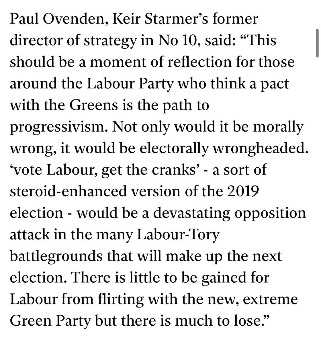 OvePM's tweet photo. Quoted by the @Independent tonight in their story about the Greens’ descent into the depths of crankery https://t.co/agTZfr6Mb0