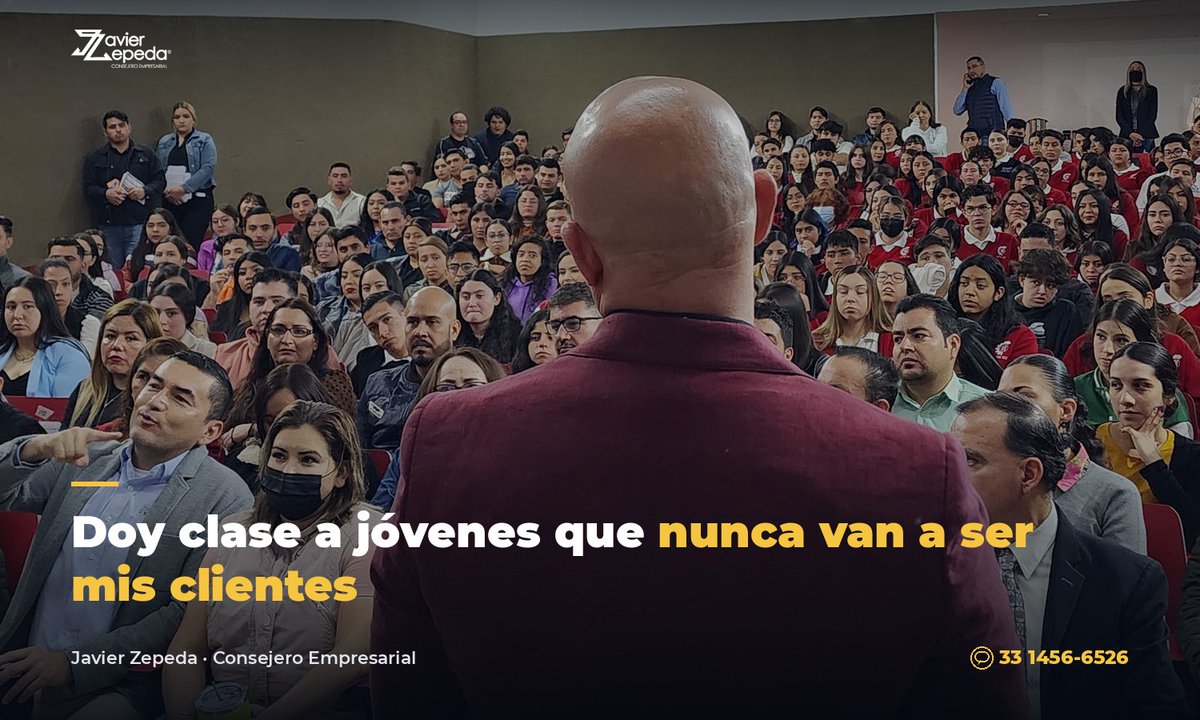 JavierZepedaOro's tweet photo. Doy clase a jóvenes que nunca van a ser mis clientes.

¿Qué me deja? Enseñar obliga a ordenar lo que crees.

Puedes operar años con ideas a medio cocinar y no notarlo. La operación no te pregunta.

Un salón sí. https://t.co/1P14AQRSjA