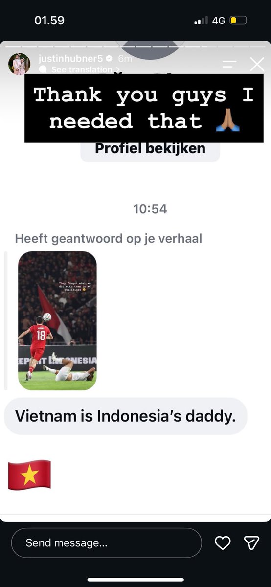 aracisoyo's tweet photo. Hubner ternyata capturin dm yg ngehujat timnas waktu kalah lawan vietnam kemarin, katanya itu jadi alasan kuat dia buat menang malam ini🥹😭 https://t.co/mMpUxVWLKq