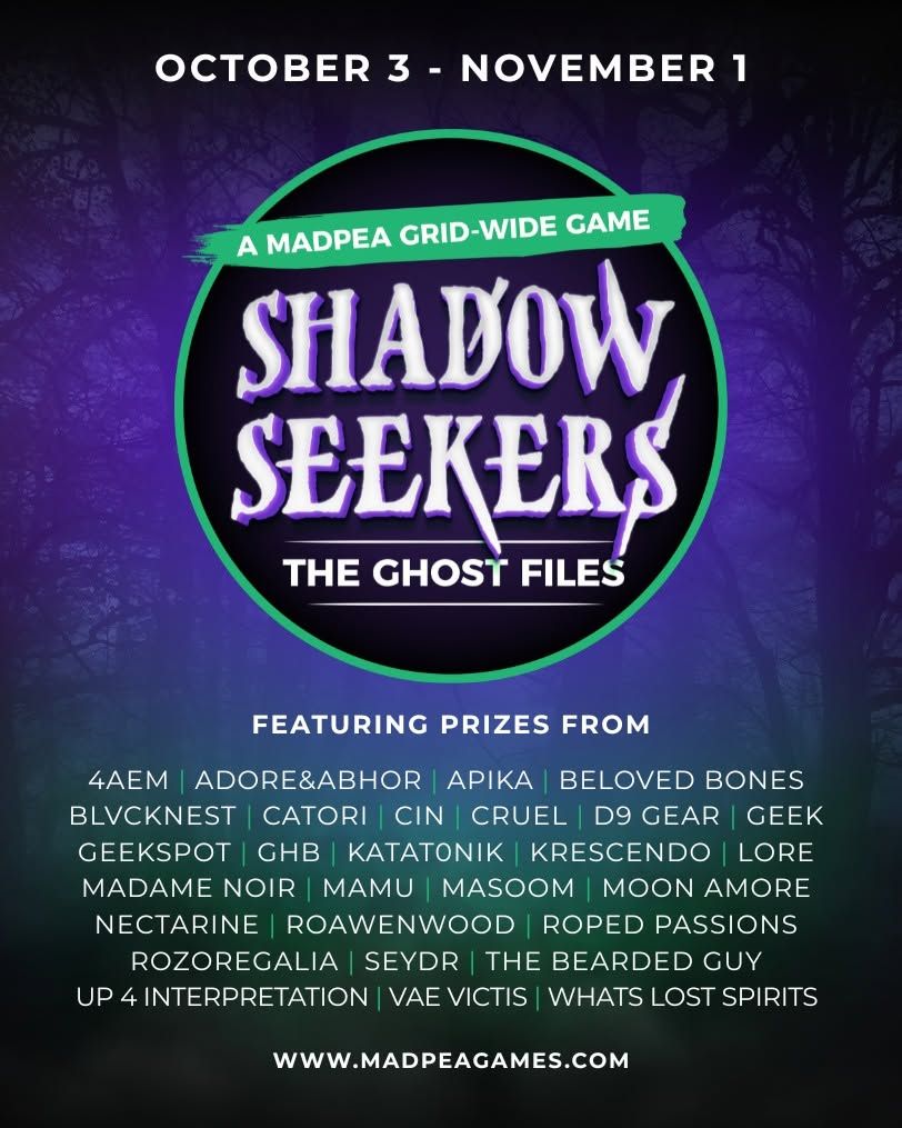 SLVaeVictis's tweet photo. MadPea Shadow Seekers - Open Now!

Grab the free HUD to earn points for designer prizes, or deluxe for quests and extra rewards. Our prize unlocks Oct 26th, so collect your courage and get started today.

https://t.co/S4mPIttEFW

https://t.co/r7InL5HSa7 

#SecondLife #Event https://t.co/eZvrH5FrnW