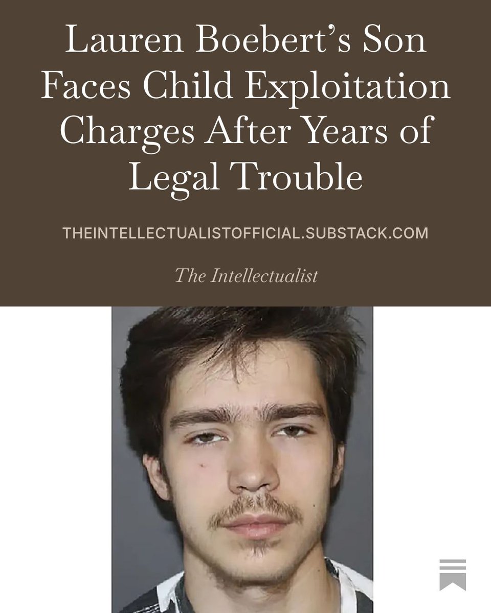highbrow_nobrow's tweet photo. Lauren Boebert’s Son Faces Child Exploitation Charges After Years of Legal Trouble

Tyler Boebert faces five felony charges, including alleged child sexual exploitation, as years of legal trouble across the Boebert family return to public view.
https://t.co/xpWrpySPHE https://t.co/D3mYEa3loz