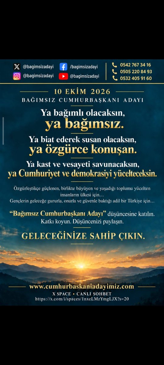 partisi_devlet's tweet photo. Özgürleştikçe güçlenen, birlikte büyüyen ve yaşadığı toplumu yücelten insanların ülkesi için…
“Bağımsız Cumhurbaşkanı Adayı” düşüncesine katılın,
Katkı koyun. Düşüncenizi paylaşın.

GELECEĞİNİZE SAHİP ÇIKIN

https://t.co/N1mNAB3vHa

https://t.co/VwEWvCKZbP https://t.co/FTDU8O6lC9