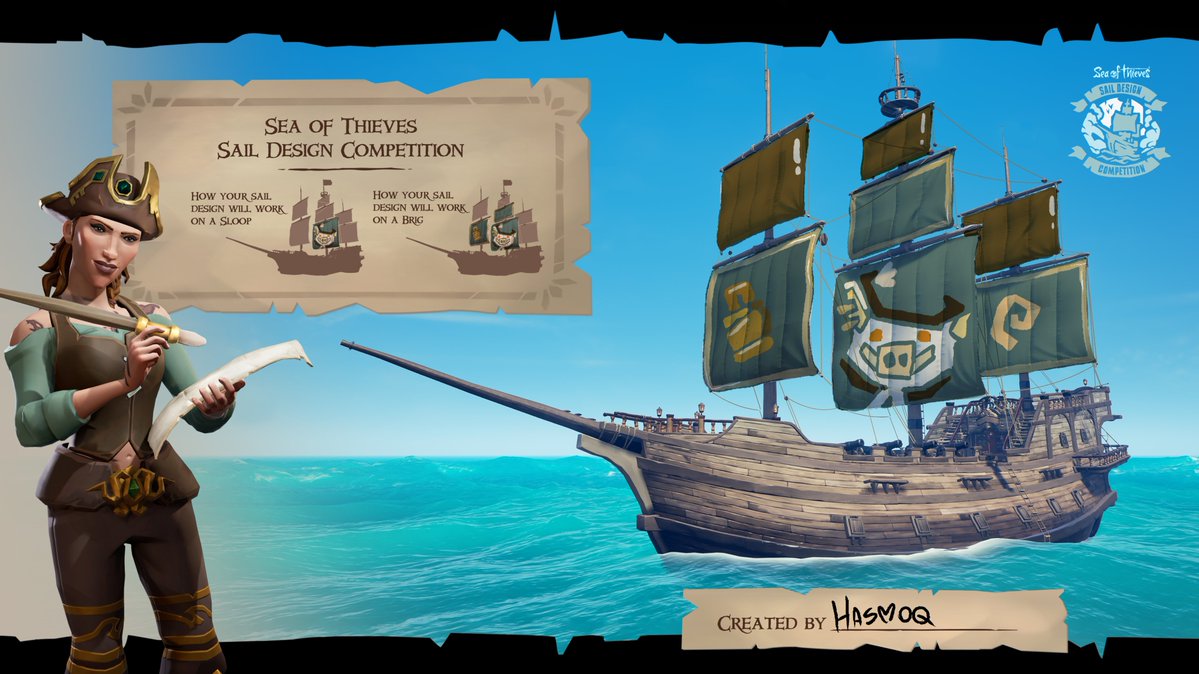 hasmoq's tweet photo. Second test sketch for #SoTSailDesignComp !  
The Fuet'Sails ! The most adventurous pig on the Sea of ​​Thieves, deserves to be immortalized on a sail. For the legend !
#SeaOfThieves #Art #BeMorePirate https://t.co/JT1BoI96cv