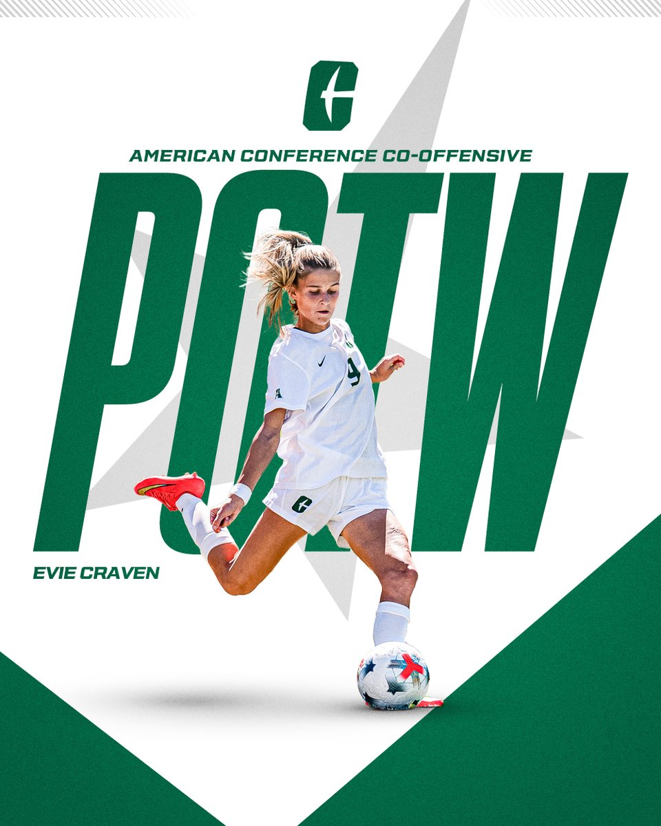 CharlotteWSoc's tweet photo. 𝐁𝐀𝐂𝐊-𝐓𝐎-𝐁𝐀𝐂𝐊 𝐎𝐏𝐎𝐖

Make it two straight weeks with an @American_Conf Offensive Player of the Week Award for Evie Craven!

📰» https://t.co/c5LKU3IyKR https://t.co/mfXP1orK86