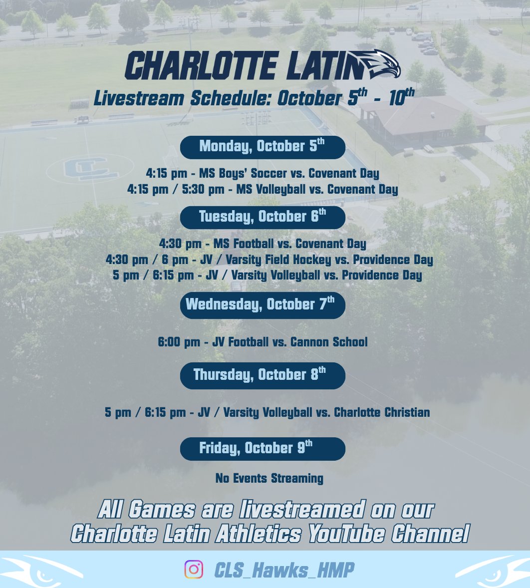 CLS_Hawks_HMP's tweet photo. Hawks Media Live-streaming Schedule This Week. Good luck to all our Hawks! https://t.co/Ny1R0Kp3ht