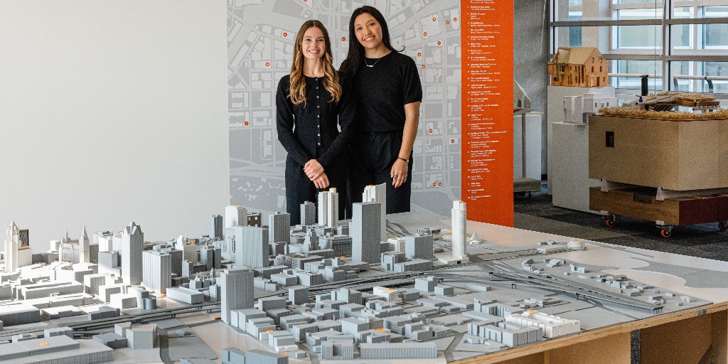 UWM's tweet photo. A 3D model of downtown #Milwaukee, built by #UWM grads Anika Gingle &amp; Aime Rabadan, highlights buildings designed by people with UWM connections. “Seeing how UWM alumni have impacted Milwaukee’s downtown is really inspiring,” Rabadan said. Read more: https://t.co/HH6OiZEmkx https://t.co/ZXuSyjzuqz