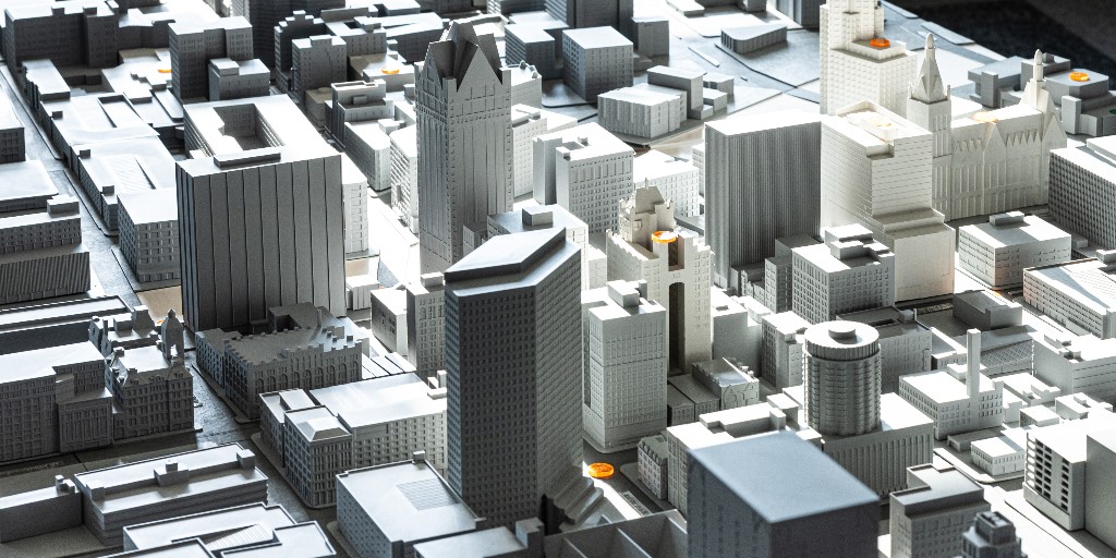 UWM's tweet photo. A 3D model of downtown #Milwaukee, built by #UWM grads Anika Gingle &amp; Aime Rabadan, highlights buildings designed by people with UWM connections. “Seeing how UWM alumni have impacted Milwaukee’s downtown is really inspiring,” Rabadan said. Read more: https://t.co/HH6OiZEmkx https://t.co/ZXuSyjzuqz