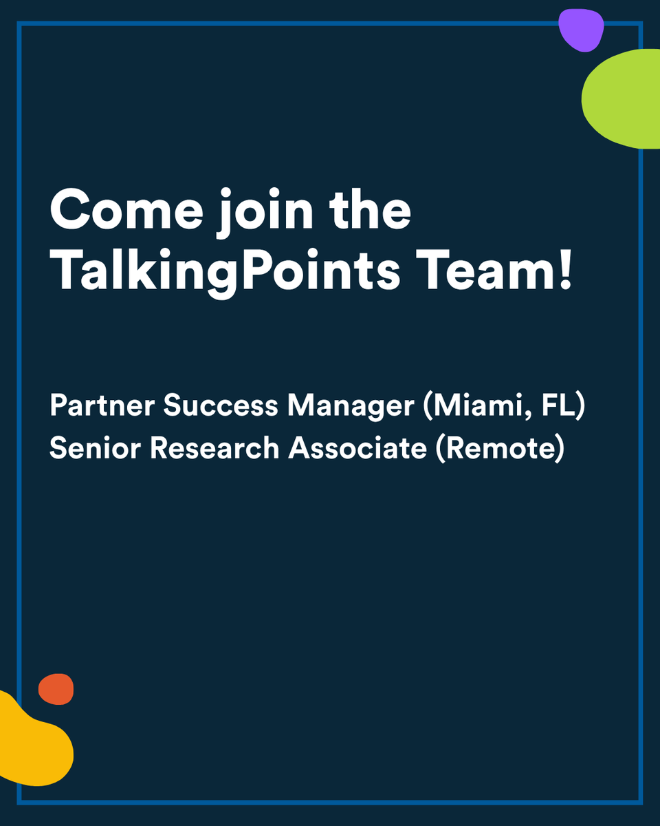 TalkingPointsEd's tweet photo. We're hiring! Two roles are open: Partner Success Manager (Miami, FL) and Senior Research Associate (Remote).

Apply or share: https://t.co/DfNkIhvWMD

#Hiring #EdTech #EdTechCareers #NowHiring #K12EdTech https://t.co/tEYkVf9Ro3