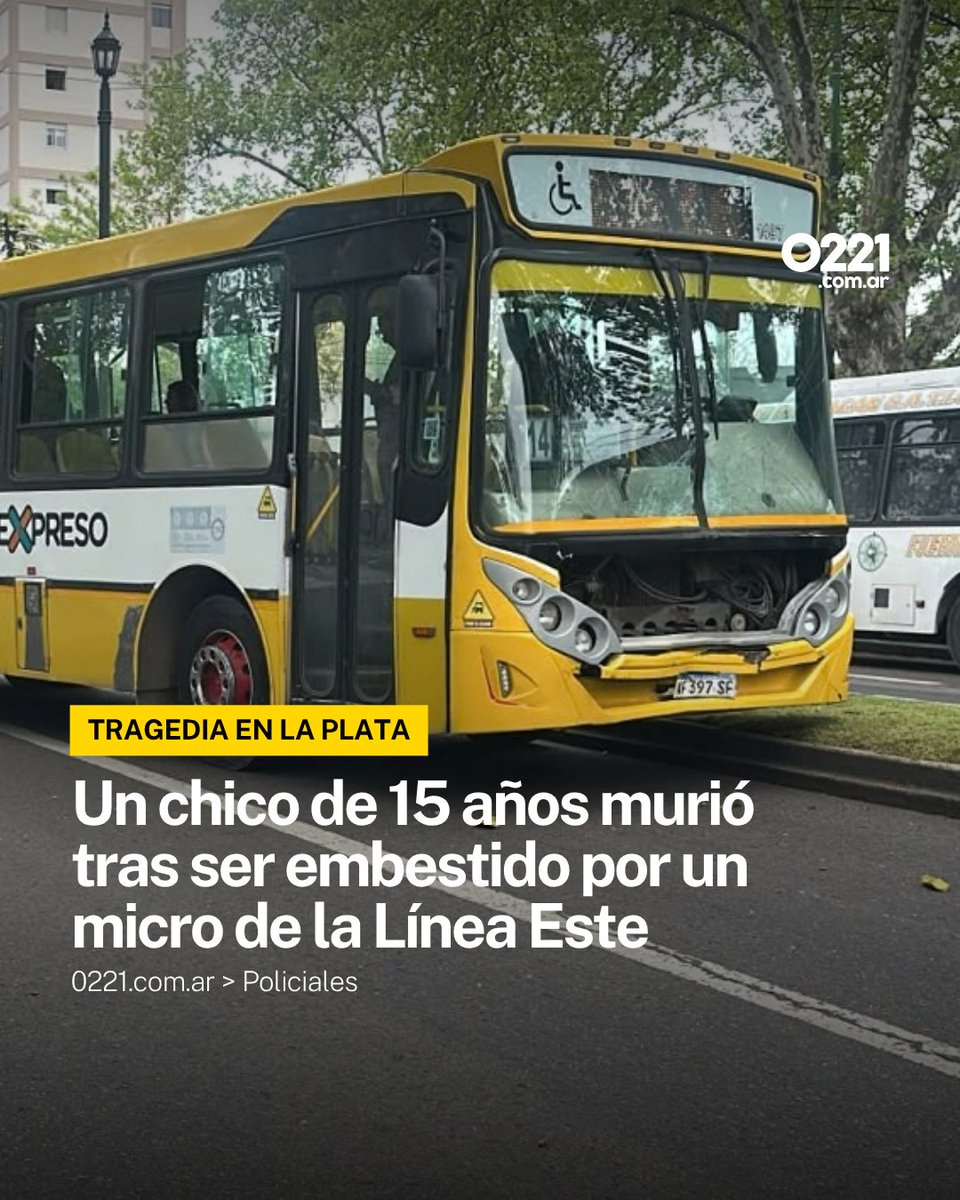 0221comar's tweet photo. TRAGEDIA VIAL 🚨 Un chico de 15 años murió tras ser embestido por un micro de la Línea Este en diagonal 80 y 41, a metros del Hipódromo de La Plata.

🚲 El choque ocurrió cerca de las 15 y todavía se investigan la identidad de la víctima y la mecánica del impacto. El joven quedó tendido junto al boulevard.

⚠️ Con este caso, ya son 53 las víctimas fatales por siniestros viales en el Gran La Plata durante 2026 y tres en apenas cinco días de octubre.