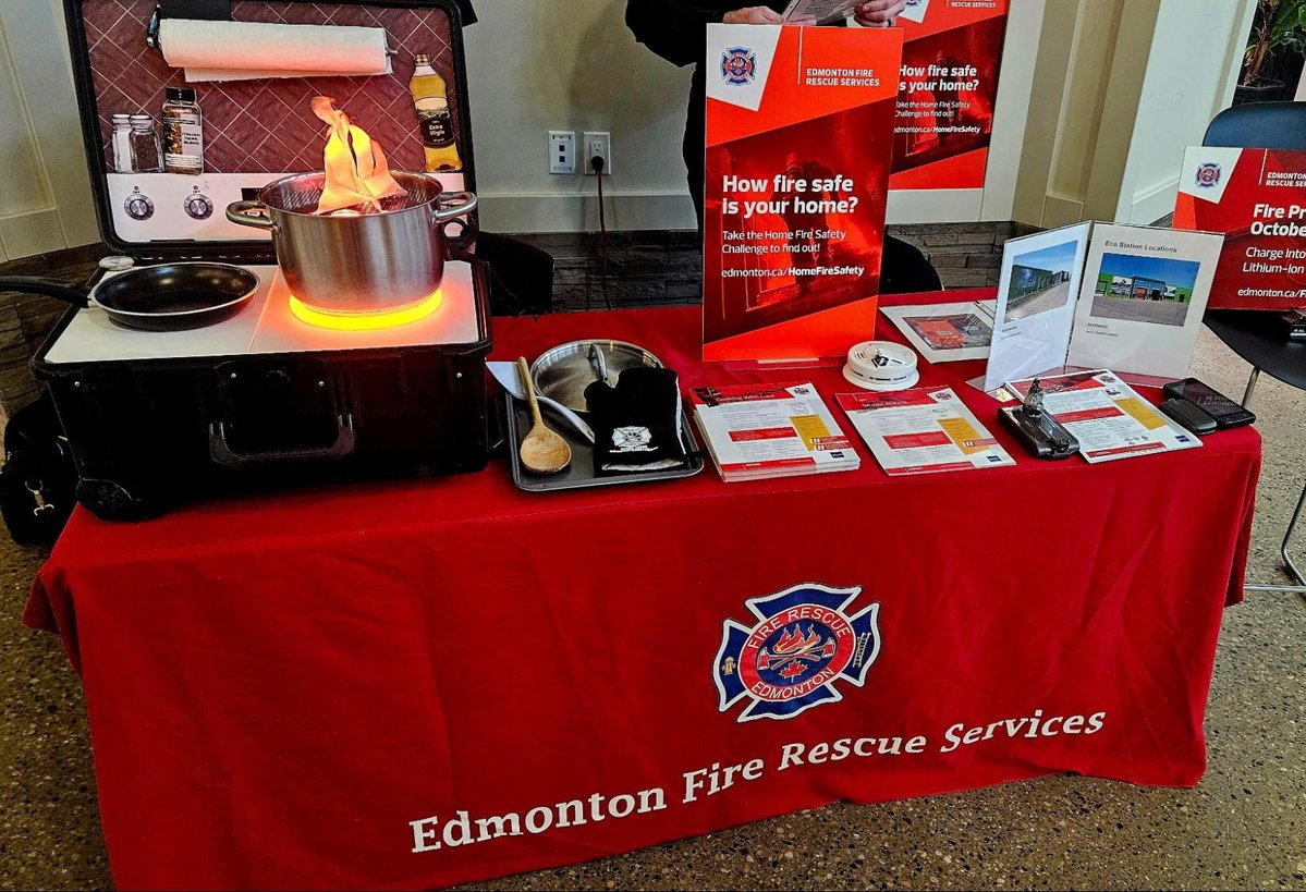 EdmontonFire's tweet photo. Fire Prevention Officers are out in the community for Fire Prevention Week.

From Tuesday to Friday, find us at select recreation centres between 11 a.m.- 4 p.m.

Check when we’ll be near you:  https://t.co/Y33VcBrZ0d https://t.co/D0x0MRAakt