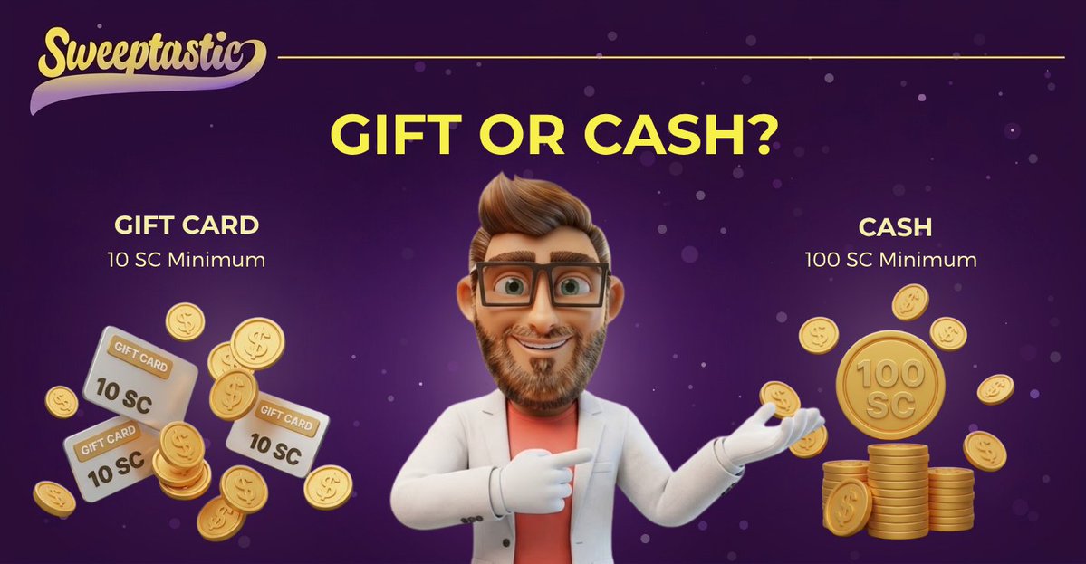 SweeptasticCas's tweet photo. 💳 GIFT OR CASH?
Spinfinite has two redemption minimums:
🎁 Gift cards from 10 SC
🏦 Cash from 100 SC
👉 See the full redemption guide:
https://t.co/jHRgczBxgx
No purchase necessary · #ad | We may earn a commission · Play responsibly · 18+ https://t.co/EOH3iMc4bW