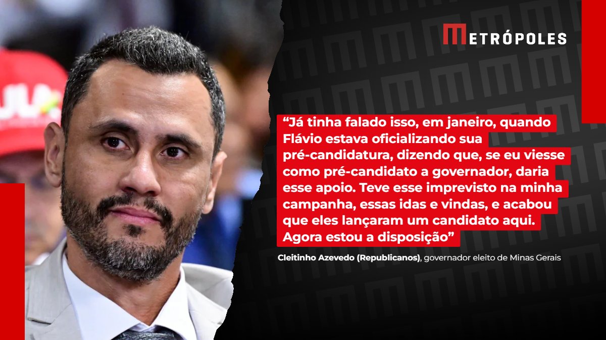 Metropoles's tweet photo. 🗳️ ELEIÇÕES | Cleitinho declara seu apoio a Flávio Bolsonaro no 2° turno https://t.co/Las6aGxxX7