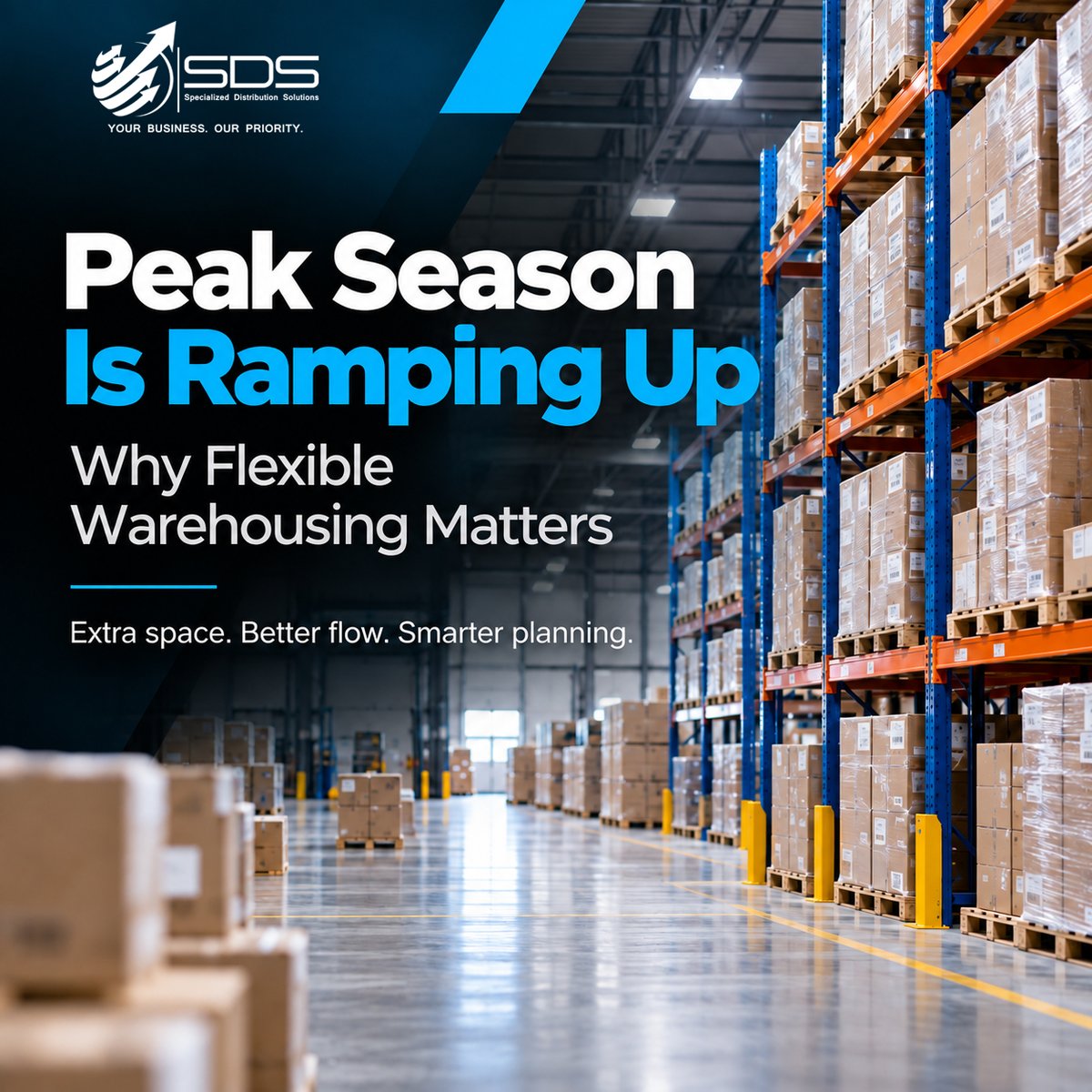 SDSdelivers's tweet photo. 📦 Peak season is ramping up.

At @SDSdelivers, flexible warehousing helps businesses manage seasonal inventory, overflow storage, freight staging &amp; distribution when demand increases.

More space. Better organization. Smoother operations.
#SDSDelivers #Warehousing #PeakSeason https://t.co/zhsKqRwSeb