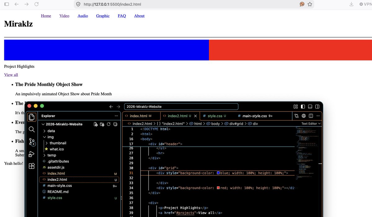 Miraklz's tweet photo. making a website again https://t.co/YkvAktC8l1