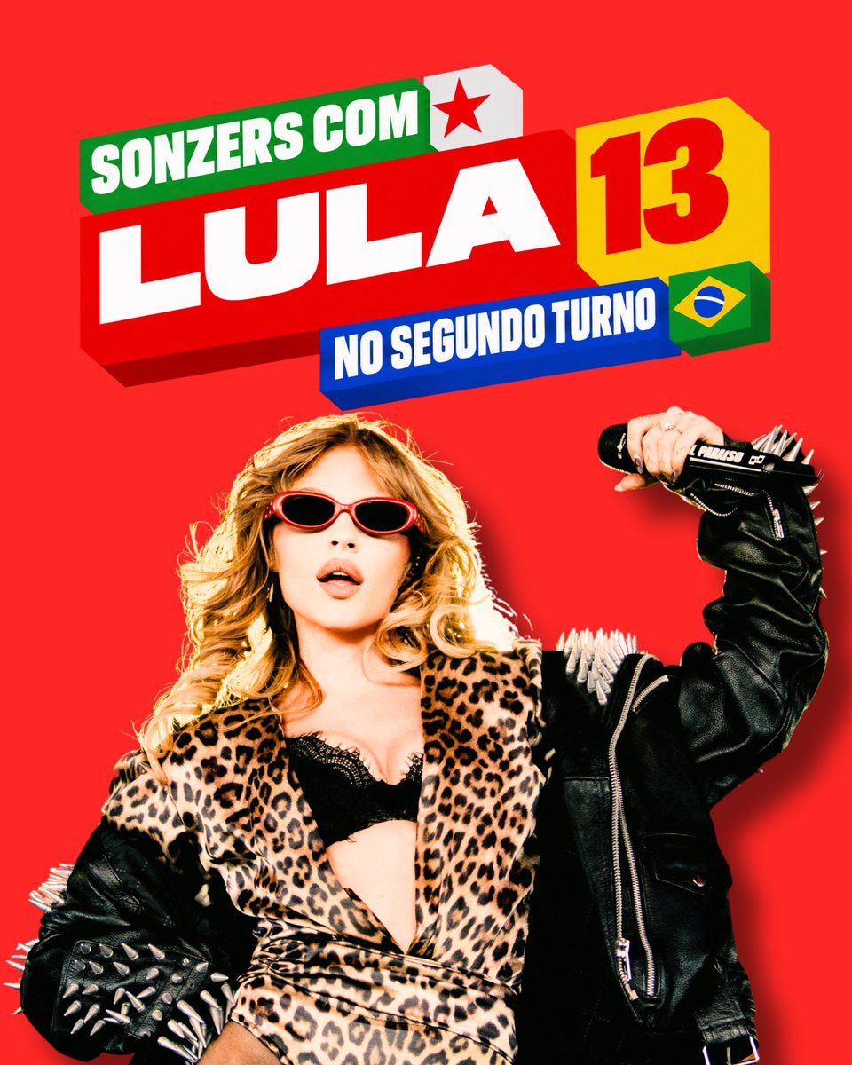 brutalptour's tweet photo. É 13! Sonzers com Lula no 2º turno. Dia 25 de outubro, vote com consciência, por um Brasil melhor e pronto para mais. Vote 13! ❤️ https://t.co/cMqWbLayXS