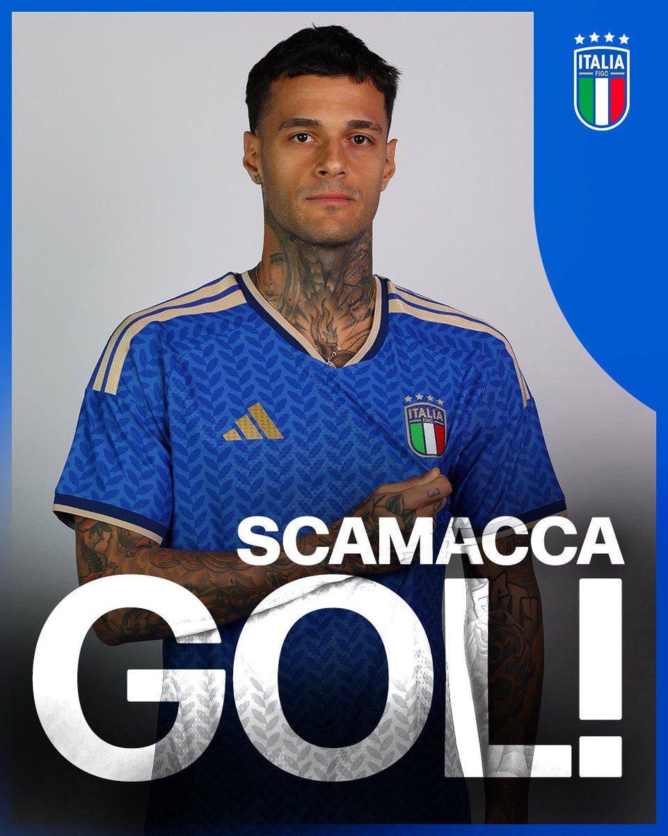 Azzurri_En's tweet photo. Scamacca hammers it home! 🔨

🇮🇹 1-0 🇹🇷 (26')

#ITATUR #Azzurri #VivoAzzurro https://t.co/QSANljWfWt