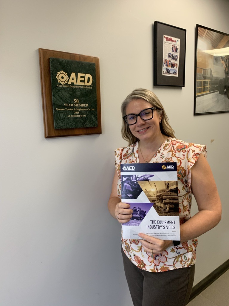 AEDSocial's tweet photo. Thank you to long-standing AED member Monroe Tractor and CFO Karen Long for welcoming AED’s Matt Besler to Henrietta, NY! They discussed AED Summit, industry-specific training &amp; education opportunities. Thank you to the Monroe Tractor team for the hospitality! #WeAreAED https://t.co/M0QxB7orba