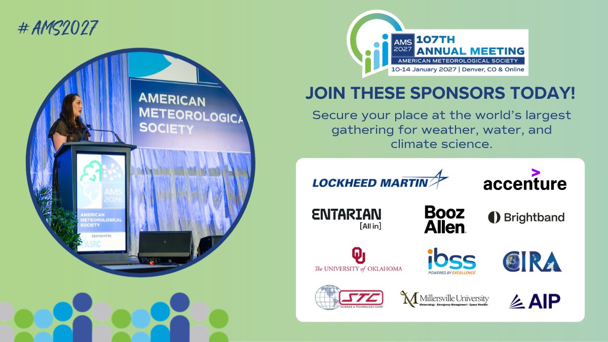 ametsoc's tweet photo. Position your organization to engage and be recognized as a leader at the 107th AMS Annual Meeting💡

Sponsor to connect with decision-makers and innovators addressing critical challenges. Act now and take your place at #AMS2027!

Click to learn more: https://t.co/WuhRJbq6av https://t.co/cQirLlu9pQ
