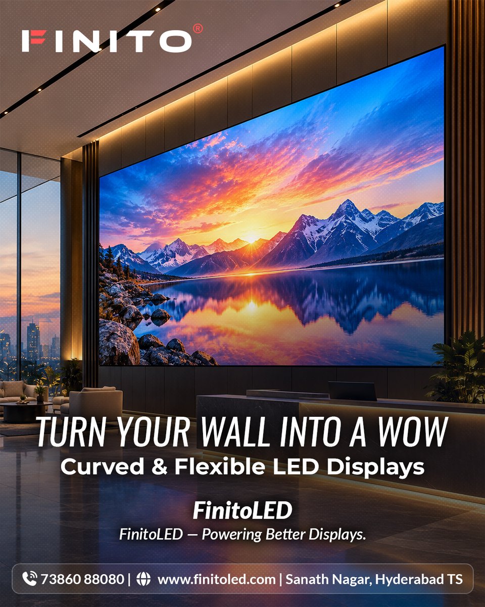 finito_led's tweet photo. Why settle for an ordinary wall when it can become your most powerful visual?
Create immersive, high-impact spaces with Finito Indoor LED Displays.
#FinitoLED #IndoorLED #LEDVideoWall #DigitalSignage #LEDDisplays #CorporateDesign #RetailDisplay #VisualExperience https://t.co/zyYp8m6HT9