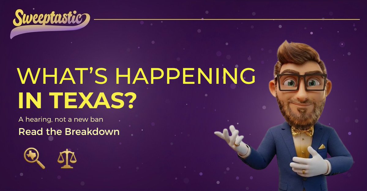 SweeptasticCas's tweet photo. ⚖️ WHAT’S HAPPENING IN TEXAS?
A Senate Committee hearing looked at sweepstakes casinos and other gaming models. No new statewide ban was introduced.
👉 Read the breakdown:
https://t.co/thuVjURPlg
No purchase necessary · #ad | We may earn a commission · Play responsibly https://t.co/itNAuoCfEK