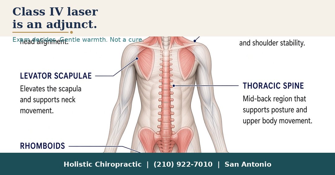 Glial142's tweet photo. Class IV laser is an adjunct here, not a cure.

Exam decides. Gentle warmth + eyewear. With adjustments and therapy after a crash.
Holistic Chiropractic | San Antonio
(210) 922-7010 https://t.co/JxaHzeKTY0