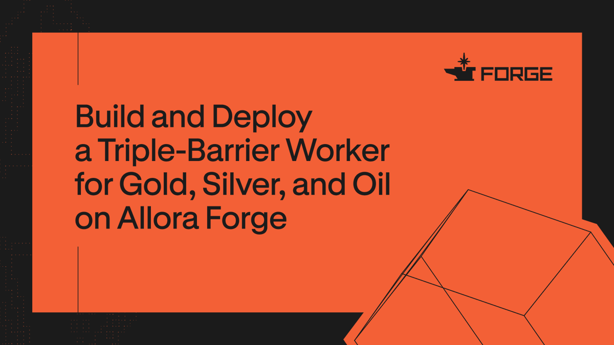 AlloraNetwork's tweet photo. We just published a step-by-step guide to building a triple-barrier worker for Gold, Silver, and Oil on Allora Forge. 

It starts with real Hyperliquid price data and ends with your own model submitting live probabilities to the network.

Read more here: https://t.co/rZYv7022cb https://t.co/8dfuV9qo6J