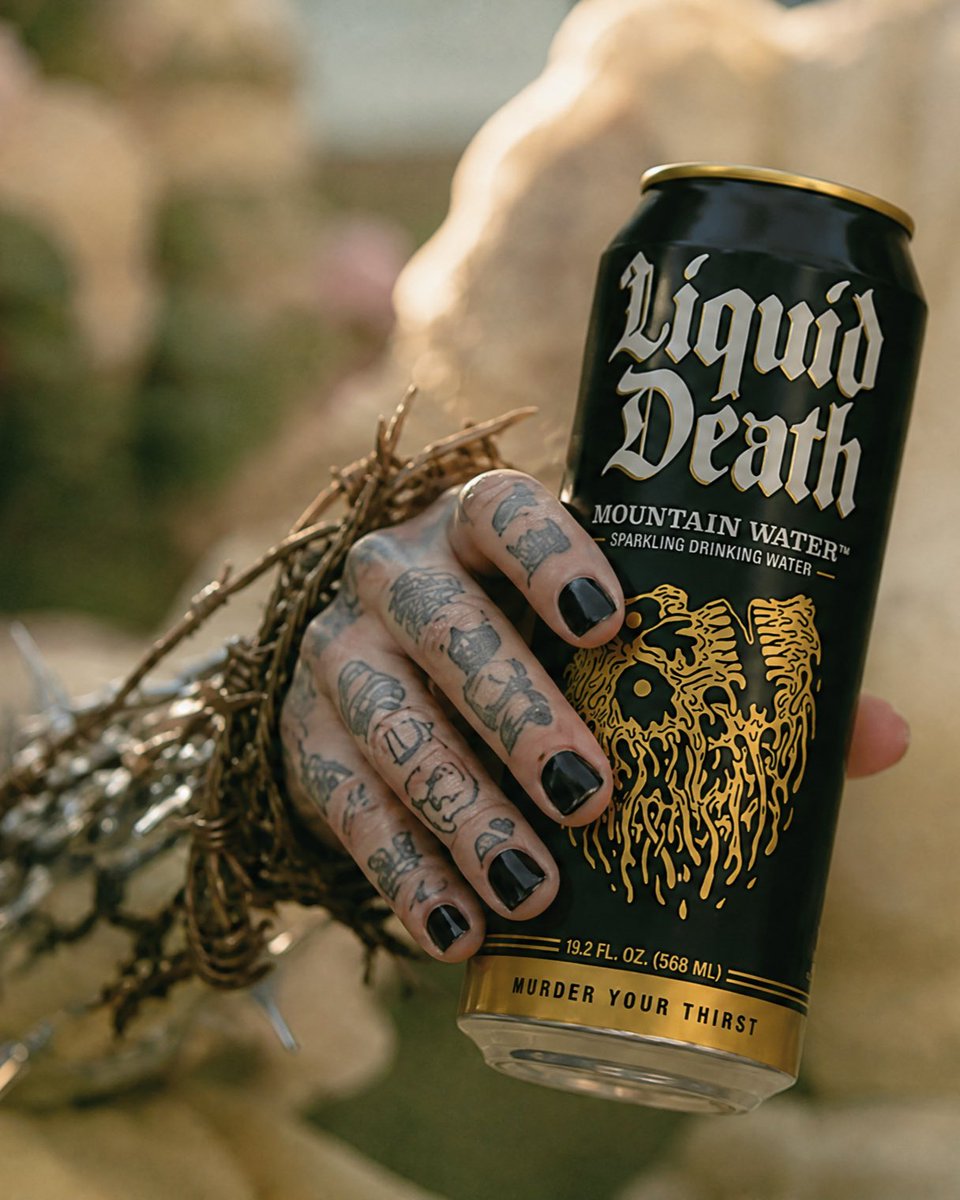 MyRedSelf's tweet photo. I made a #LiquidDeath spec ad campaign "photoshoot", using Midjourney and GPT Images 2.0. (The whole set of images are on my LinkedIn page).

The challenges:

* This was the first time I worked with tattoos, and it was very stressful. Larger and less detailed tattoos could be relatively easier to regenerate. But it is almost never the same tattoos in
regenerations when you are dealing with smaller tattoos, like hand or finger tattoos.

* GPT Images (both 2.0 and 2.5) is still struggling with human anatomy, especially when it comes to "crossed legs". For my legs shot you can see below, I had to regenerate my shot dozens of times, despite using reference images. The legs were either too thin or too long, OR the leg that is behind was fragmented into irrational sections.