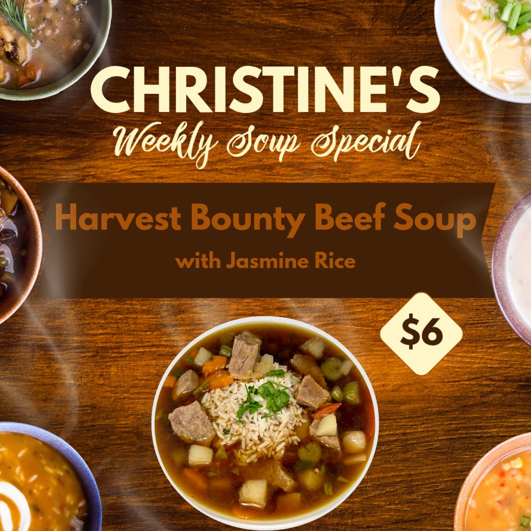 LynnDining's tweet photo. Check out this week's specials at Christines &amp; Pepper Coffee House!   🍴 

Christine’s:
🌮Chicken Tostadas 
🍲 Harvest Bounty Beef Soup 

Perper Coffee House: 
🥯Ham, Egg &amp; Cheese Bagel 
🥯Egg &amp; Cheese on Bagel 
🌶️Spicy Chicken Salad Panini 
🧆Falafel Feta Panini https://t.co/SJLSekiCcl