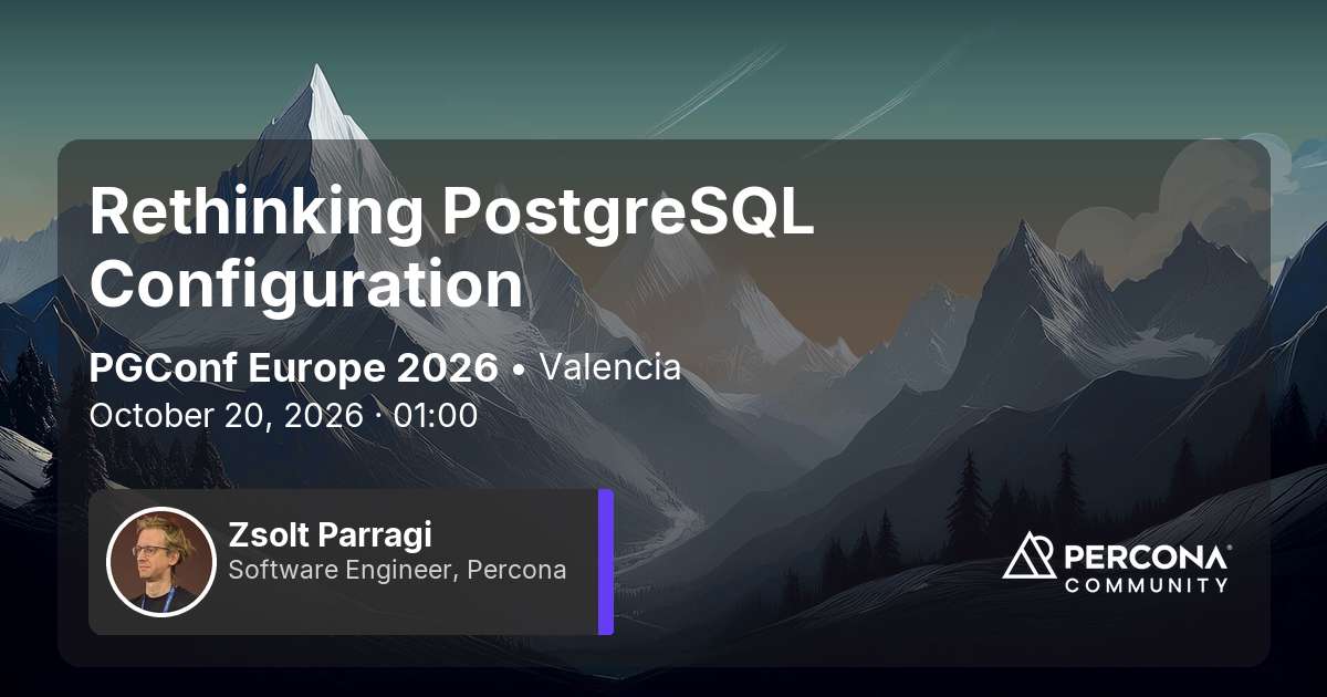 Percona's tweet photo. Percona is heading to @postgresleu #PGConfEU in Valencia. ๐
From Postgres internals and HA to migrations and Kubernetes, Perconians will share what theyโve learned in the real world.
๐
Oct. 20โ23
https://t.co/s1NiqFdgdn
#PostgreSQL #Postgres #OpenSource #Databases https://t.co/DuZsAL7vav