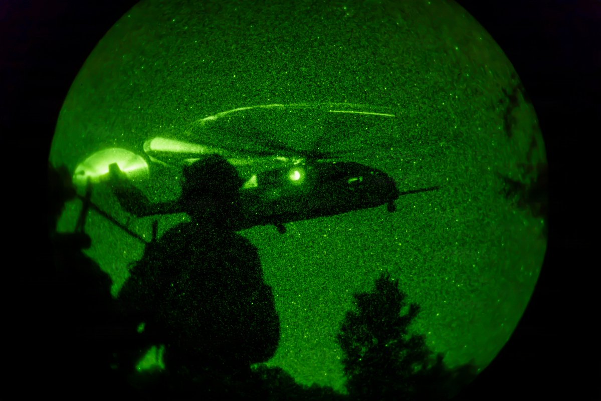 DeptofWar's tweet photo. @26MEU Marines conduct night raid rehearsals at Camp Lejeune, N.C., moving from a CH-53K King Stallion aerial insertion to clearing their objective under limited visibility. https://t.co/yEIrrBZUoN