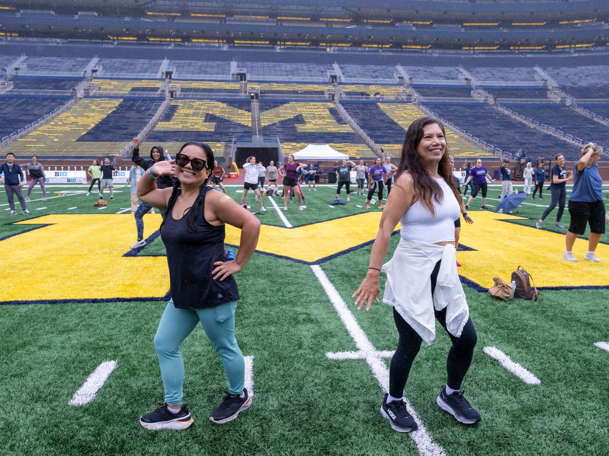 UMMHealthy's tweet photo. We captured plenty of smiles, movement and fun at Be Well in the Big House. From the field to the concourse, U-M faculty and staff came together to move, connect and focus on their well-being.

Visit our https://t.co/5ydS43wzLV to check out photos from the event!  📸 https://t.co/s3vuIhw8A8