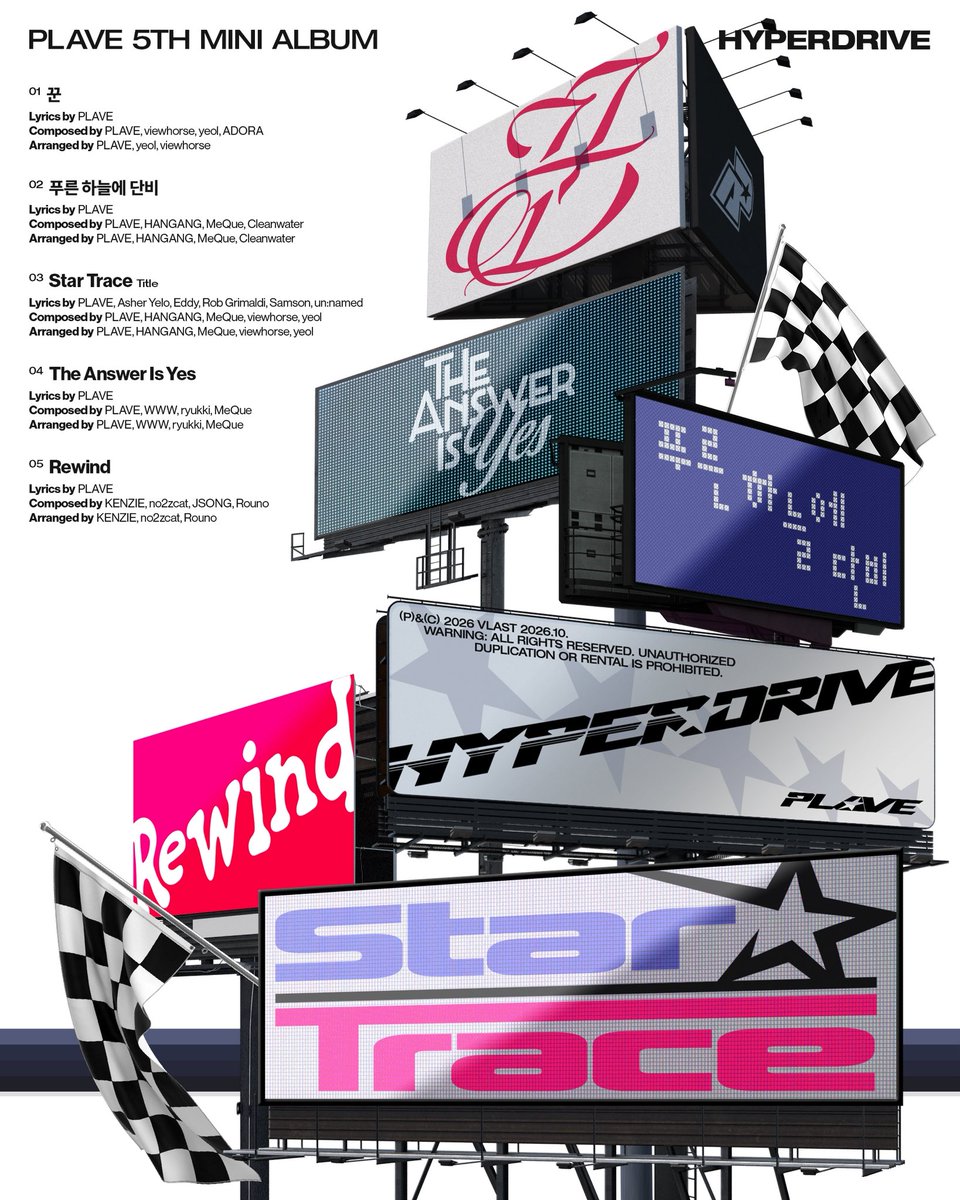 plave_official's tweet photo. PLAVE
5th Mini Album
'HYPERDRIVE'
 
Track List
 
Digital Release 2026.10.12 6PM (KST)
 
💿 PRE-SAVE
https://t.co/WMH4KEo9Ui
 
#PLAVE #플레이브
#StarTrace #PLAVE_StarTrace
#HYPERDRIVE https://t.co/bO90j5wVFL